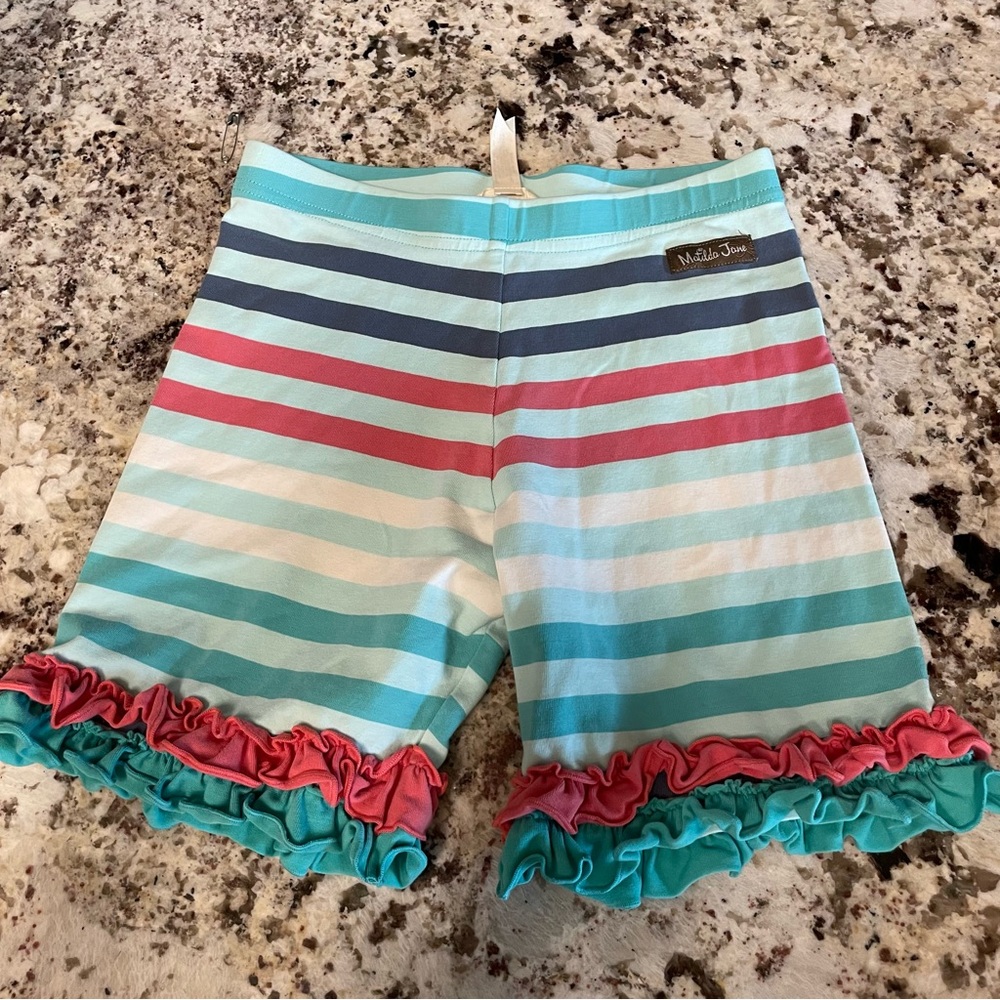 Matilda Jane shortie- Blue and Pink Stripes
